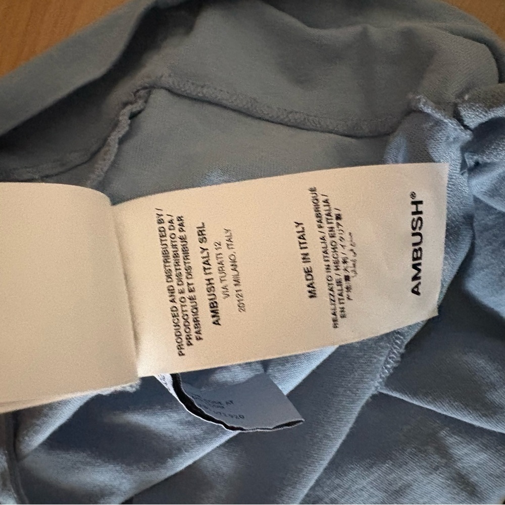 AMBUSH sz S Waist Pocket Tshirt Light Blue Jersey Shirt Short Sleeve - Picture 12 of 14